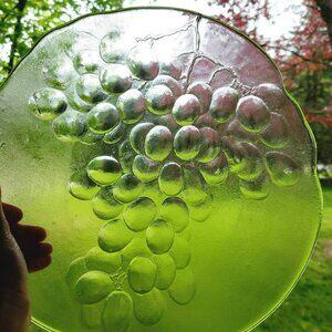 Kosta Boda Grape Large SHALLOW Centerpiece Bowl 13" Textured Glass Sweden Made